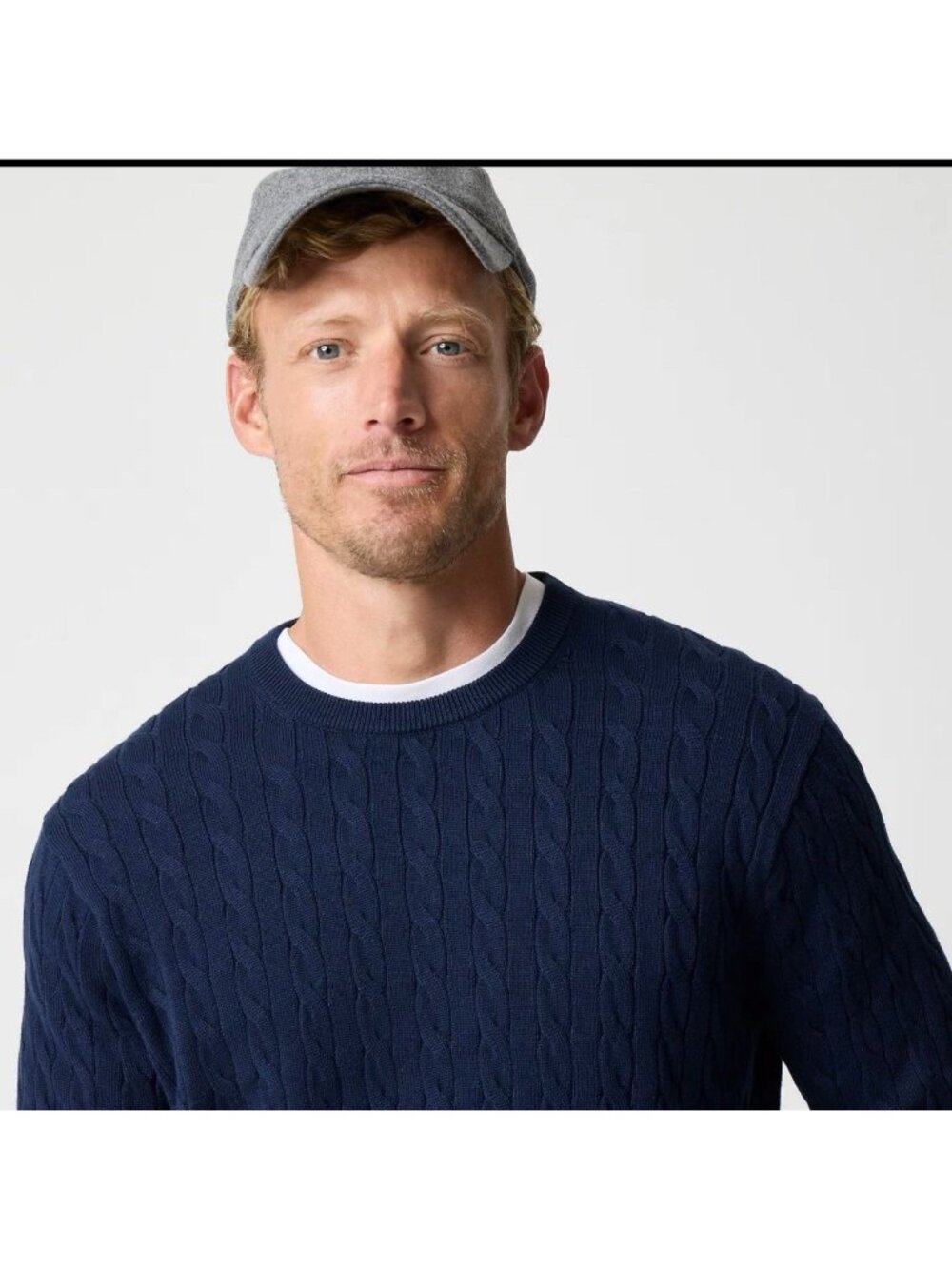 J.Crew Men's Navy Cable-Knit Crewneck Sweater XL 100% Cotton Style #BV493 - Picture 12 of 14